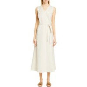 Lafayette 148 New York Siri Sonata Strip Wrap Dress, Size 14, Khaki Multi